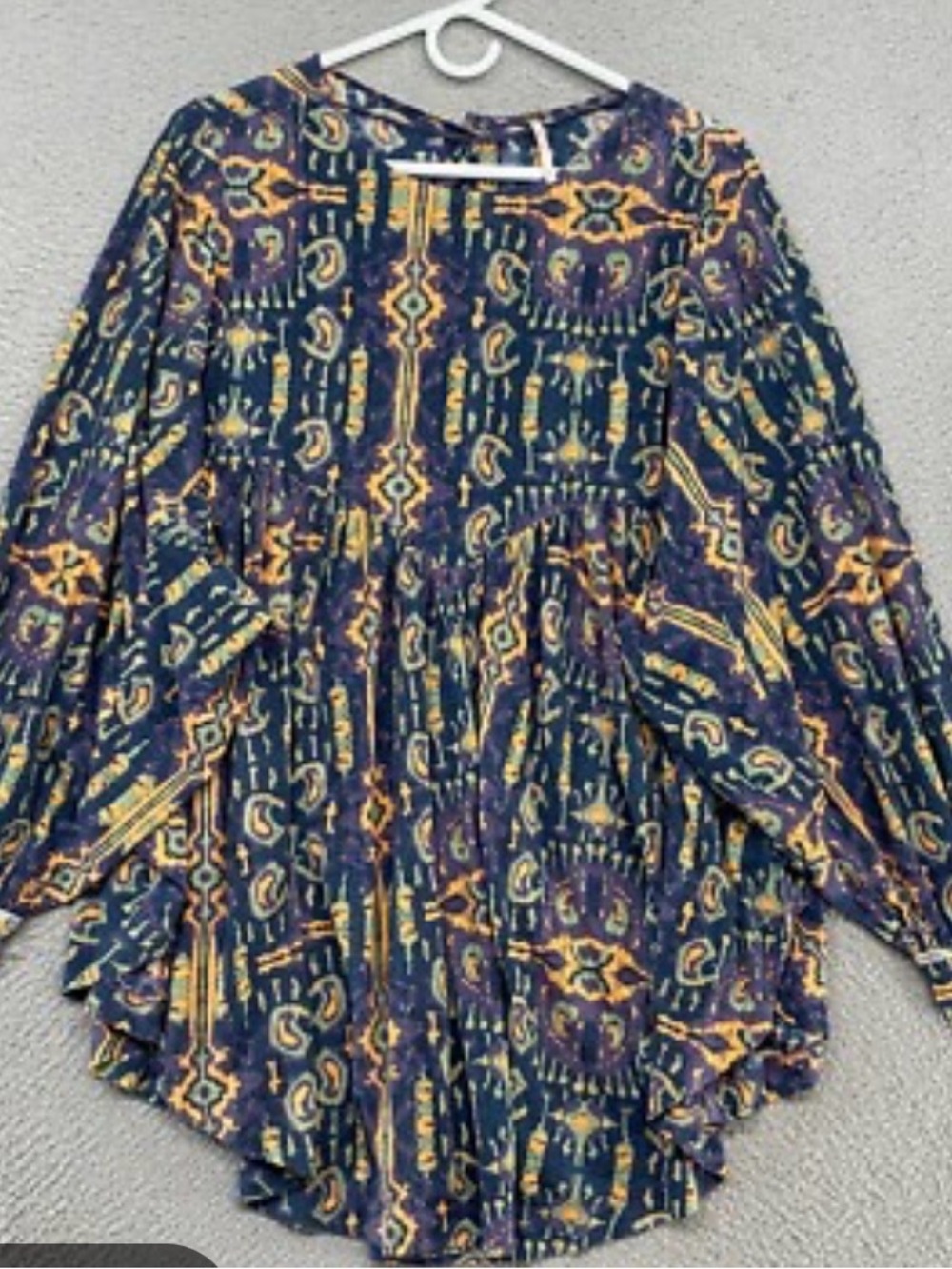 Free People Navy Blue, Yellow & Purple Patterned Tunic